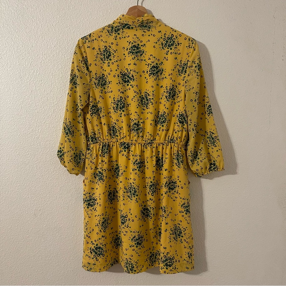 Kensie Women’s Dress Size Medium Yellow and Green Floral Midi Dress - Picture 13 of 13